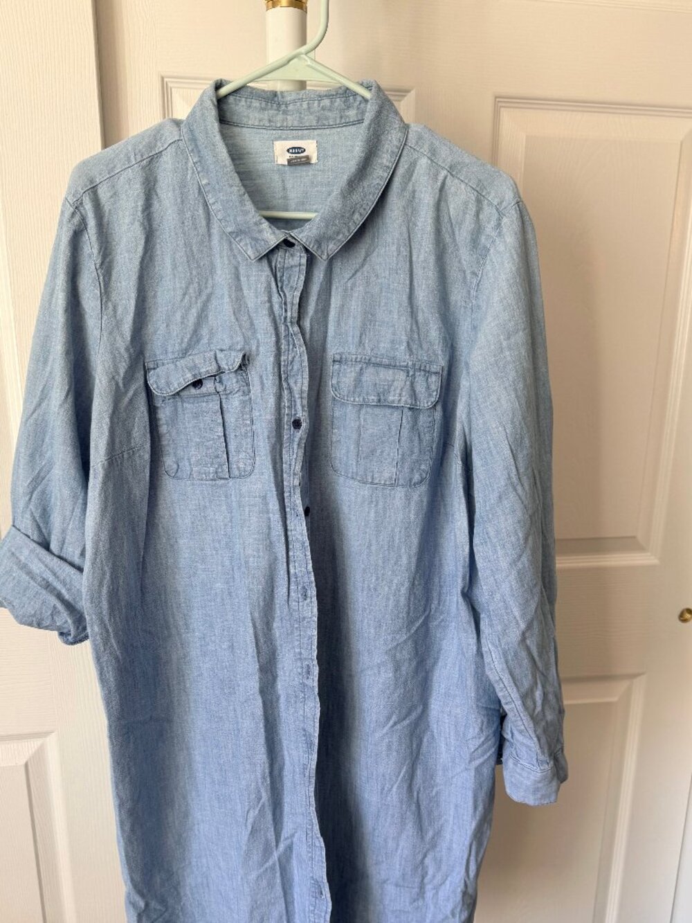 Old Navy Light Blue Chambray Button Front Shirt Dress XXL
